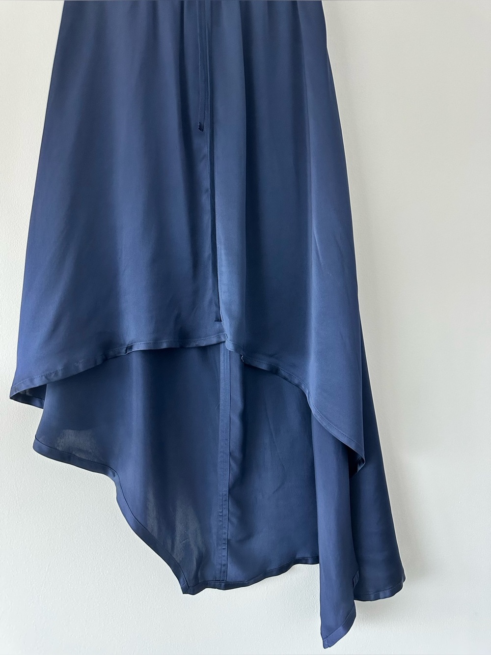 Rogue Navy Satin Asymmetric High Low Skirt IT 40 US 4-6 100% Viscose - Picture 13 of 15